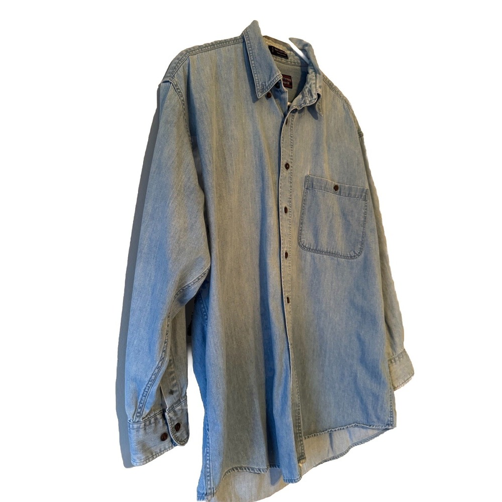 Vintage Western 90s Mid-weight Acid Tone Denim Button Down Size 16, 32-33